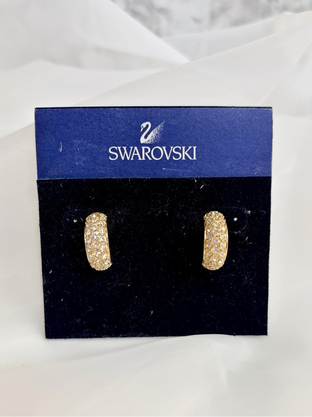 Swarovski Gold Crystal Pavé Mini Hoop Earrings